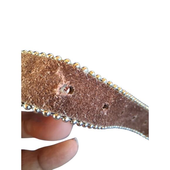 Nacona Leather Girls size 22 Western Rhinestone Bling Leopard Print Cowgirl Belt - Picture 7 of 10